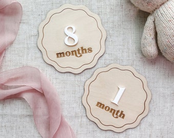 Meilensteinkarten aus Holz | Monatliche Meilenstein-Marker | Boho austauschbare Meilensteinkarte | Baby-Dusche-Geschenk | Fotorequisite