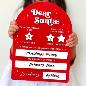 Liebes Santa Schild|Weihnachtscountdown|Weihnachtsdeko|Weihnachtstischschild|Weihnachtswunschliste|Hinweis an die Weihnachtsmanntafel|Santa Wunschliste