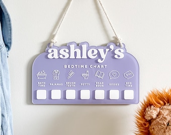 Personalized Acrylic Bedtime Chart| Bedtime Routine Chart| Kids Daily Checklist| Visual Schedule for Toddler Evening Routine