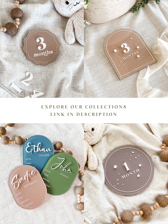 Interchangeable Number Discs Wooden Baby Milestone Cards - Set Of 12 ...