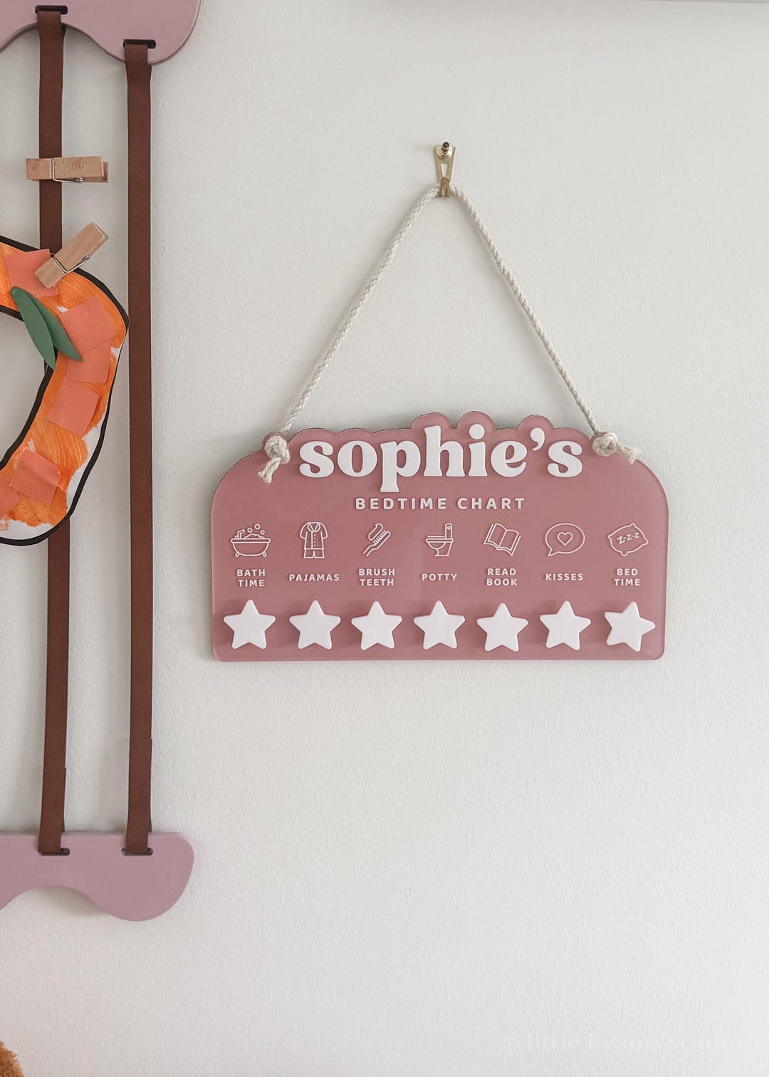 Personalized Acrylic Bedtime Chart - Star | Bedtime Routine Chart| Kids ...