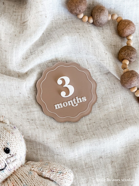 Acrylic Scallop Milestone Cards | Monthly Milestone Markers | Boho Interchangeable Milestone Card | Baby Shower Gift | Photo Prop