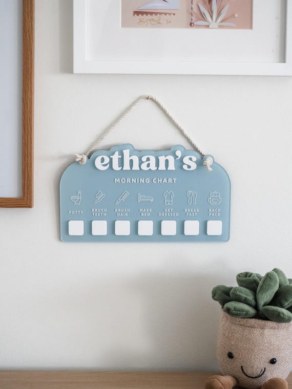 Personalized Acrylic Kids Morning Chart| Morning Routine Chart| Kids Daily Checklist| Visual Schedule for Toddler Morning Routine