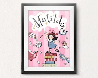 Lámina artística de Matilda, decoración para habitación infantil (impresión digital en madera)