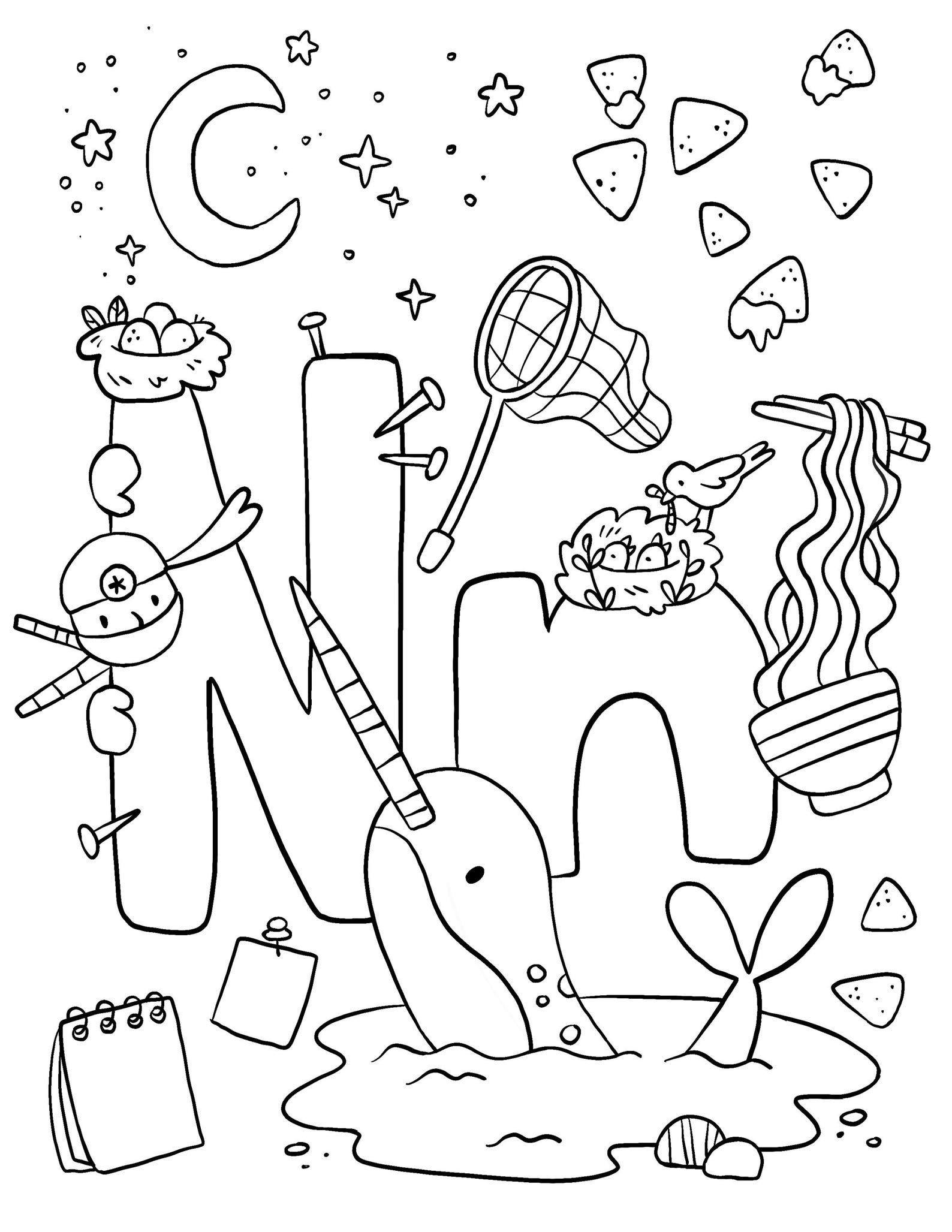 ABC Coloring Page Letter M - Etsy