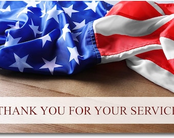 American Flag Thank You Cards, Veteran's Day, Military (Sets of 12 or 24)
