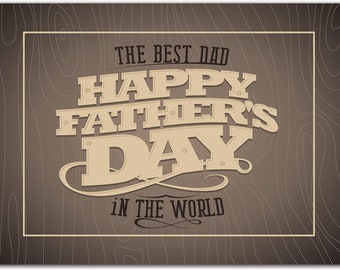 World’s Best Dad Wood Style Happy Father’s Day Card-Blank Inside with Envelope- 11.75”x9”-Dad, Grandfather, Stepfather, Father-In-Law & more