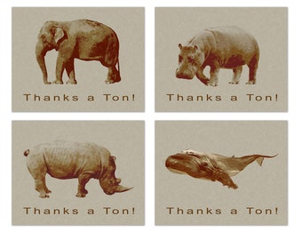 Thanks a Ton Thank You Cards 12 or 24 Count - Blank Inside with Envelopes - 5.5" x 4.25" (A2 Size)