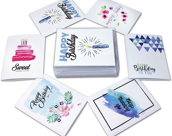 Birthday Cards for Males and Females 12 or 24 Count-Blank Inside with Envelopes-A2 Size 5.5”x4.25”-Family, Friends, Customers, and More