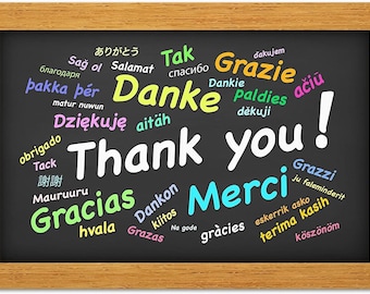 Multilingual Thank You Cards 12 or 24 Count-Blank Inside-5.5" x 4.25"