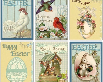 Vintage Charm Easter Cards 12 or 24 Count-Blank Inside with Envelopes-A2 Size 5.5”x4.25”