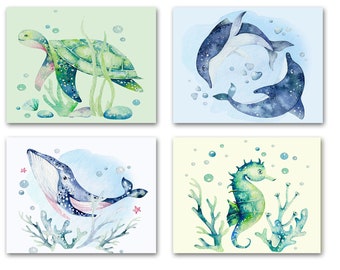 Ocean Life Cards 12 or 24 Count-Blank Inside-A2 Size (5.5”x4.25”)