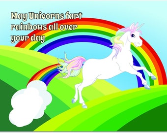 Unicorn Rainbow Cards 12 or 24 Count-Blank Inside with Envelopes-Humorous-Thank You, Birthday, Thinking Of You, and More-A2 Size 5.5”x4.25”