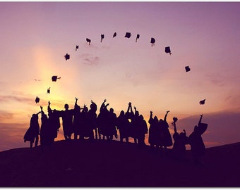 Sunset Graduation Cards 12 or 24 Count - Blank Inside with White Envelopes - A2 Size 5.5" x 4.25" - Friends, Family, Colleagues, and More