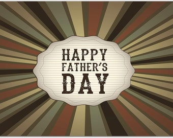 Large Vintage Burst Happy Father’s Day Card-Blank Inside with Envelope-11.75”x9”