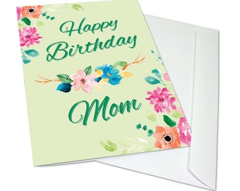 Large Happy Birthday Mom Card from Group - Blank Inside with Envelopes - Single Card Measuring 11.75”x9”