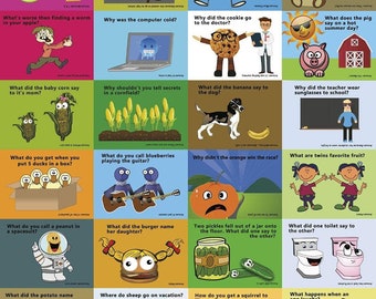 Lunch Box Jokes for Kids-26 Funny Riddles for Kids-Blank on the Back-5" x 3.75"