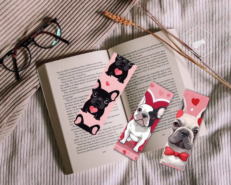 French Bulldog Puppy Printable Bookmarks, Adorable DIY Bookmark Set ...
