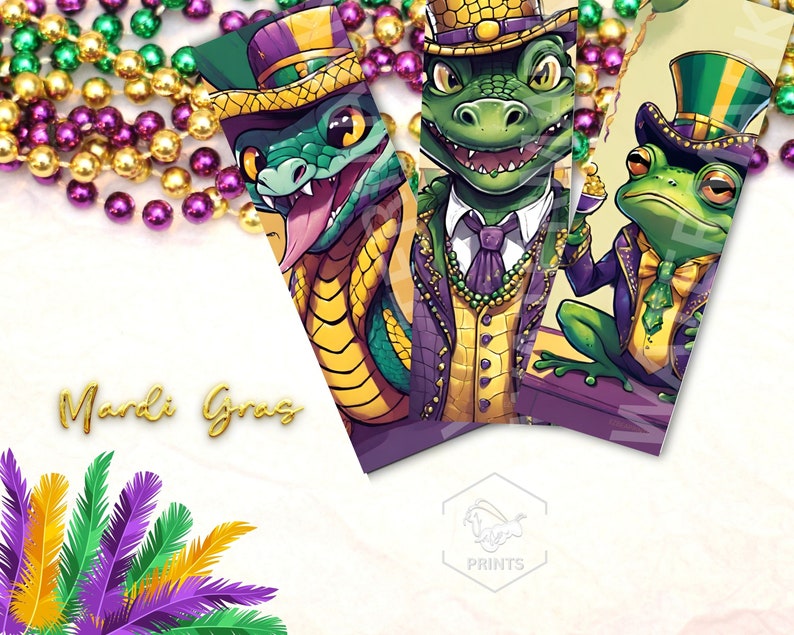 Mardi Gras 2024 Bookmark, DIY Bookmark New Orleans Fat Tuesday, AI