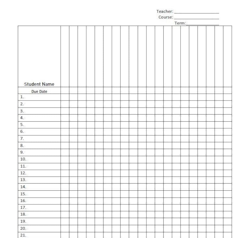 Printable Gradebook Template Etsy