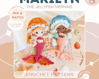 Marilyn the Jellyfish Mermaid Crochet Pattern PDF | Amigurumi Mermaid | Ocean Inspired Crochet | CotyLoops