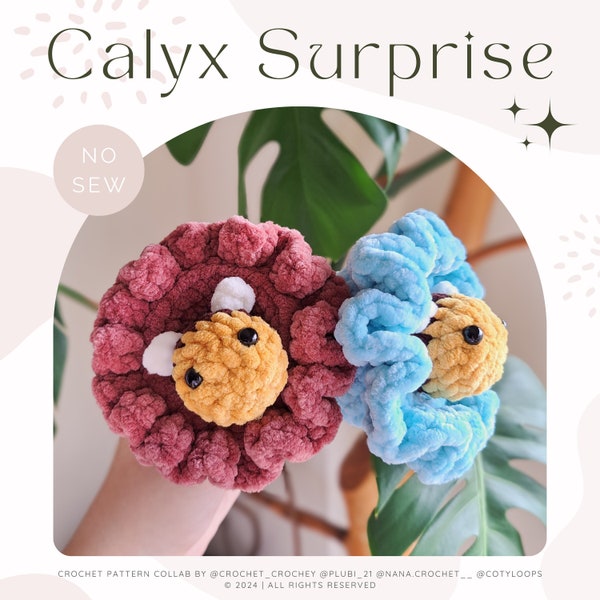 Calyx Surprise Original Pattern | No-Sew Crochet Pattern | Bee Flower Pop, Fidget Soft Toy | Digital Download | PDF