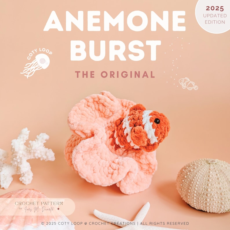 Anemone Clownfish Crochet Pattern (PDF) | OG Anemone Burst | Fidget Amigurumi | CotyLoops image 1