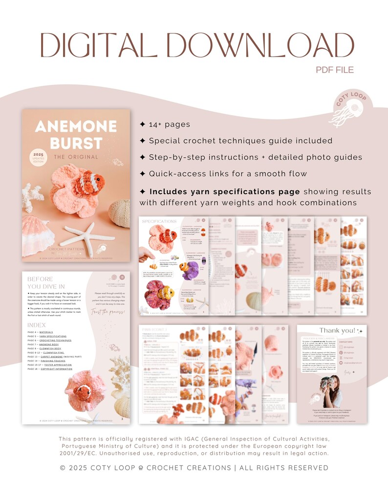 Anemone Clownfish Crochet Pattern (PDF) | OG Anemone Burst | Fidget Amigurumi | CotyLoops image 4
