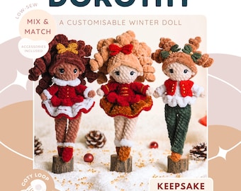Keepsake Doll Crochet Pattern Dorothy (PDF) | Amigurumi Customisable Doll, Mix & Match | CotyLoops