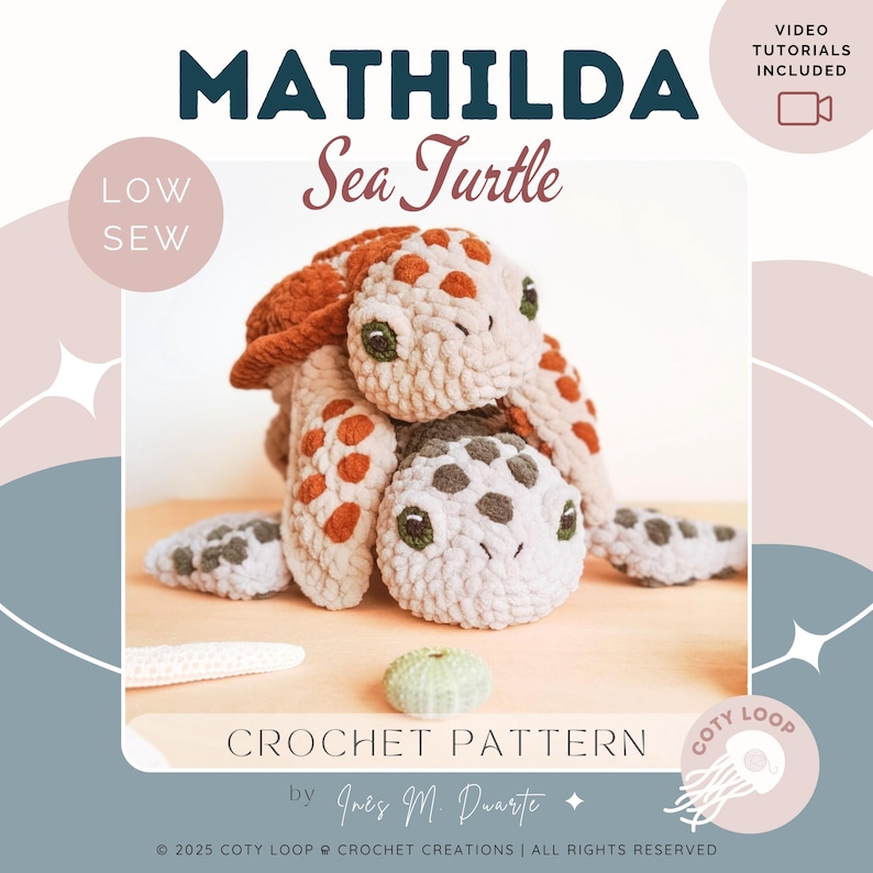 Sea Turtle Crochet Pattern Mathilda (PDF) | Realistic Amigurumi | CotyLoops immagine 1