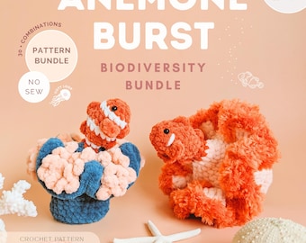 Anemone Clownfish Crochet Pattern BUNDLE (PDF) | Biodiversity Bundle - Anemone Burst Series | Fidget Amigurumi | CotyLoops