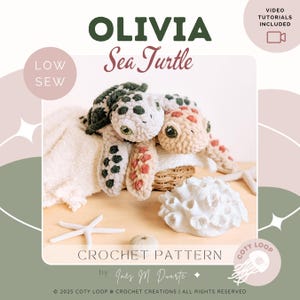 Olivia the Sea Turtle | Low-Sew Crochet Pattern | Realistic Sea Turtle | Educational Soft Toy Instructions | Digital Download | CotyLoops