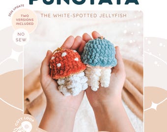 Punctata Jellyfish Crochet Pattern (PDF) | Quick, No-Sew Medusa Keychain, Purse Charm | CotyLoops