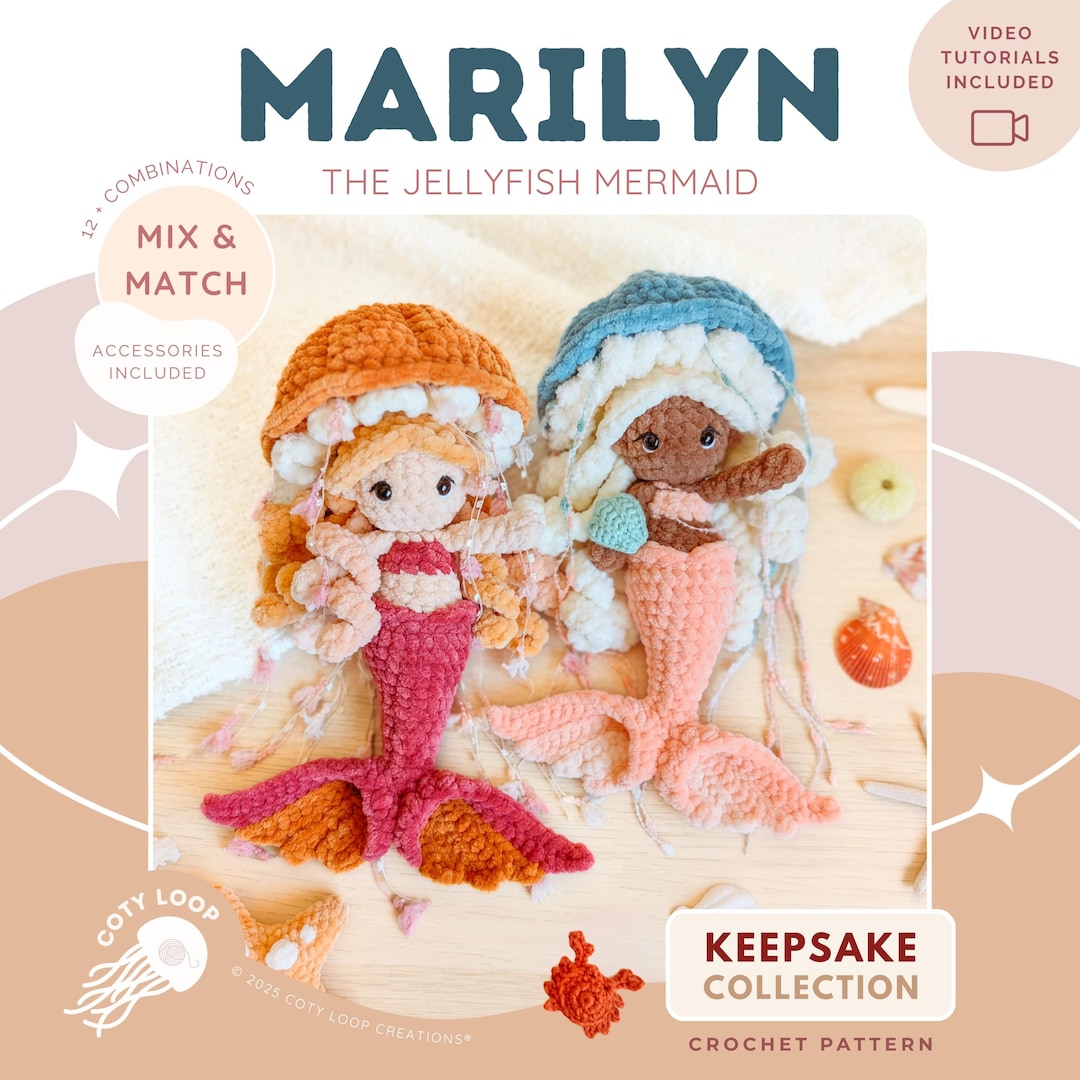 Jellyfish Mermaid Crochet Pattern Marilyn (PDF) | Amigurumi Ocean