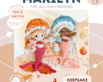 Jellyfish Mermaid Crochet Pattern Marilyn (PDF) | Amigurumi Ocean Doll, Mix & Match | CotyLoops