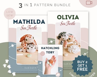 Realistic Sea Turtle Crochet Patterns: Mathilda & Olivia (Digital Download) | 3-in-1 BUNDLE | CotyLoops