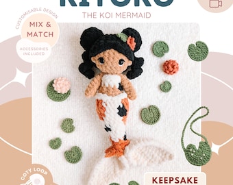 Koi Mermaid Crochet Pattern Kiyoko (PDF) | Customisable Amigurumi Doll, Mix & Match | CotyLoops