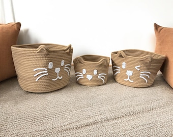 Personalised Name Baskets | Custom Cat Face Pet Toy Basket | Home Organiser | Pet Name Basket | Pet Gift Toy Box Pet Toy Basket |Storage Bin