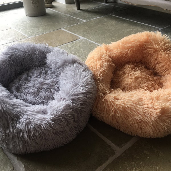 Luxury Plush Cat Bed, Fluffy Calming Cat Nest, Pet Basket, Donut Cat Bed, Cosy Cat Kennel- Warm Kitten Bed - Soft Cat Home, Stylish Pet Bed