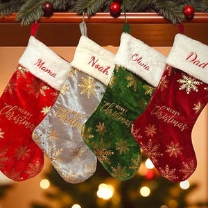 Calcetín de Navidad Personalizado | Calcetín Bordado con Monograma | Calcetín Familiar Regalo de Navidad para Niños