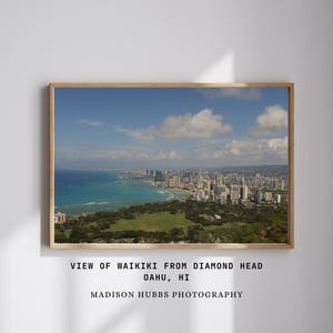 Diamond Head View of Waikiki in Oahu, Hawai&#39;i Landscape Wall Art Digital Print