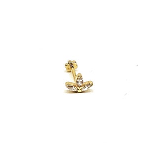 14K Solid Gold Piercing, Lotus Flower Cartilage Piercing, Gold Flat Back Piercing, Minimalist Screw Back Labret,Dainty Hidden Helix Piercing