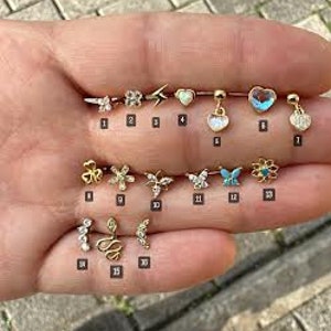 925 Solid Silver, Flower Piercing, Snake Piercing, Heart Dangling Piercing, Cartilage, flash Helix, Conch Dangle Earring, Flat Back Earring
