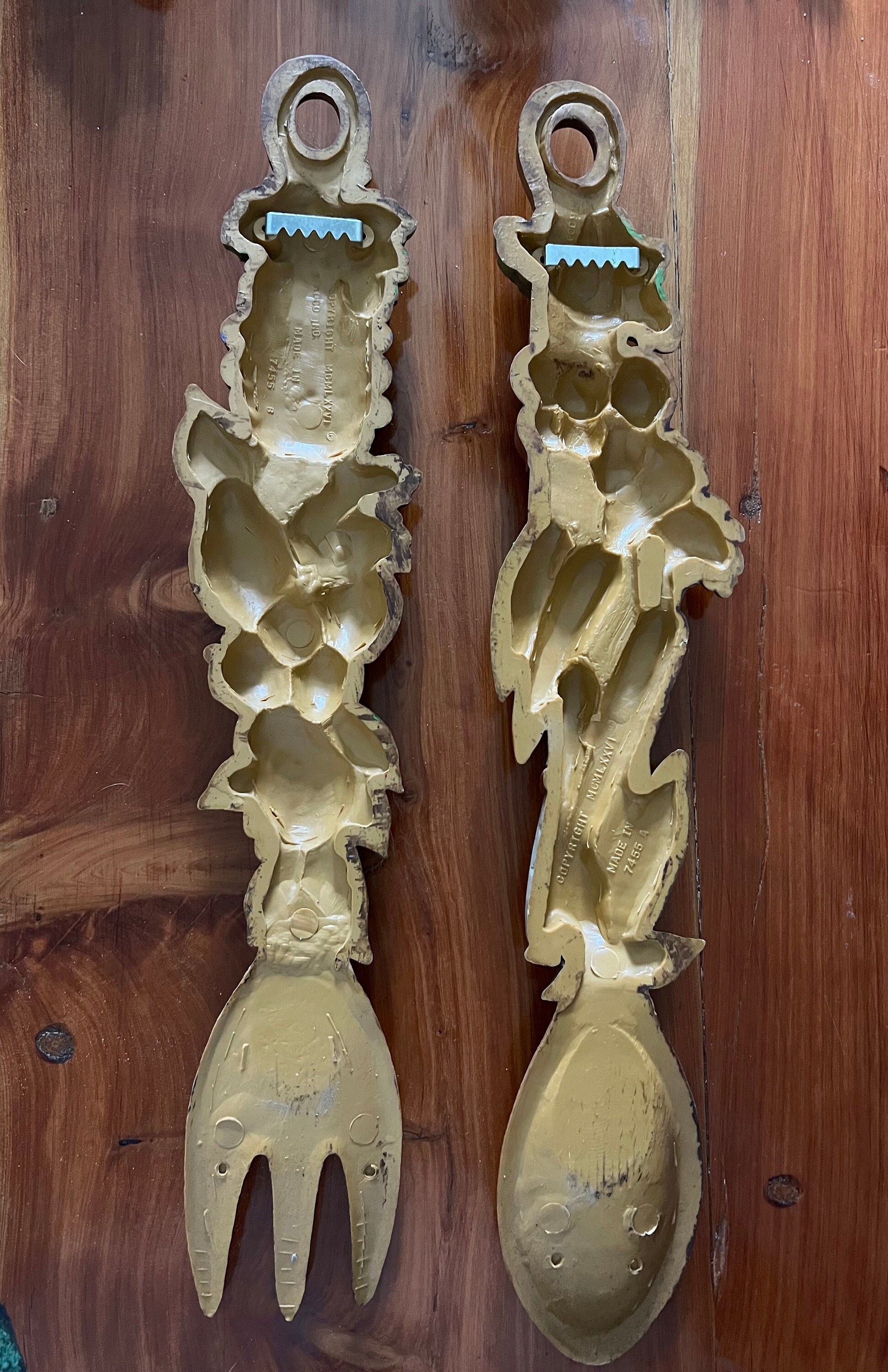 Homeco 1976 Syroco Fruit & Vegetables Fork and Spoon Wall Hangings