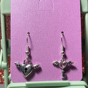 Lock and key earrings