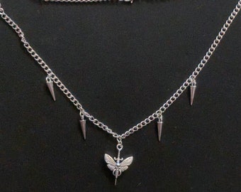 Silver death moth necklace