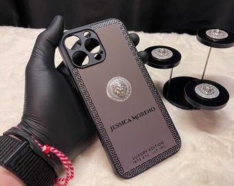Funda personalizada con espejo plateado y figura de león en 3D para iPhone: carcasa reflectante de lujo personalizada - Serie iPhone 16 y todos los modelos de iPhone