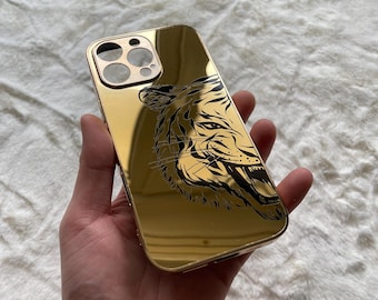 カスタマイズ可能なAppleロゴゴールドデザインiPhoneケース / iPhone全