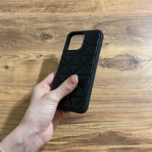 Black Leather Luxury iPhone 15 Series and All iPhone Models / Lux Design iPhone Case / Diamond Design iPhone Case/ With Logo