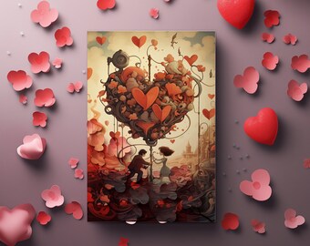 Saint-Valentin, carte de la Saint-Valentin, amour, toi et moi, carte postale, oeuvre d'art imprimable